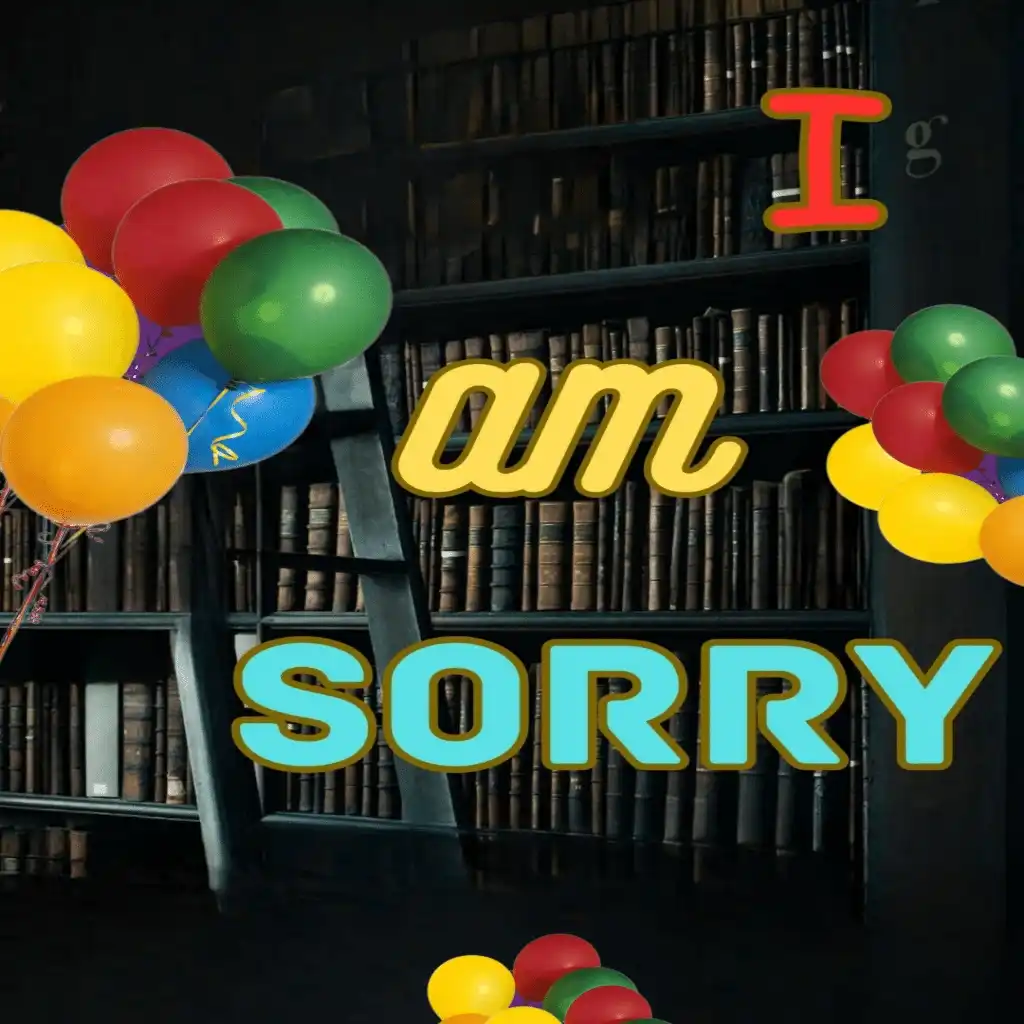 sorry hd image with books and balloons 