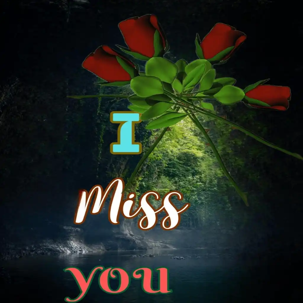 I MISS YOU hd image with trees and flowers 