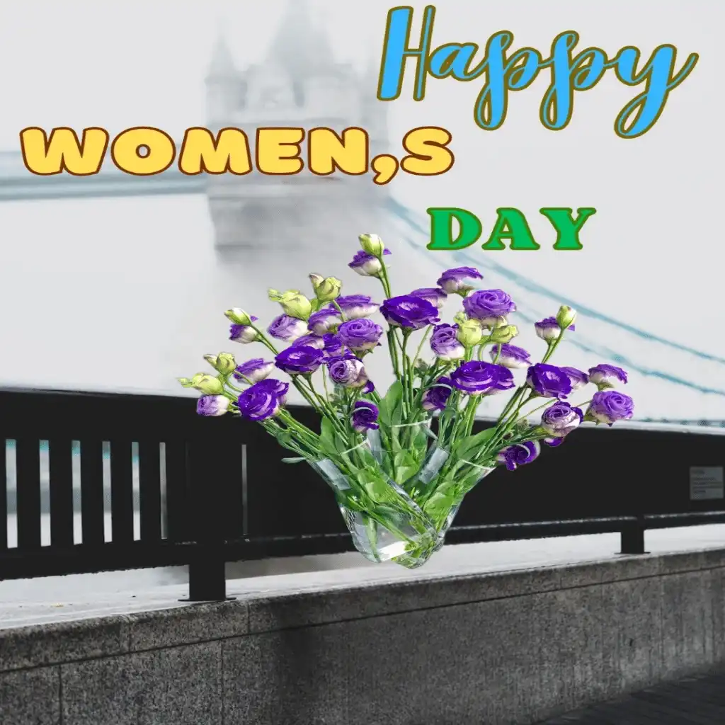 happy women's day hd image with bouquet 