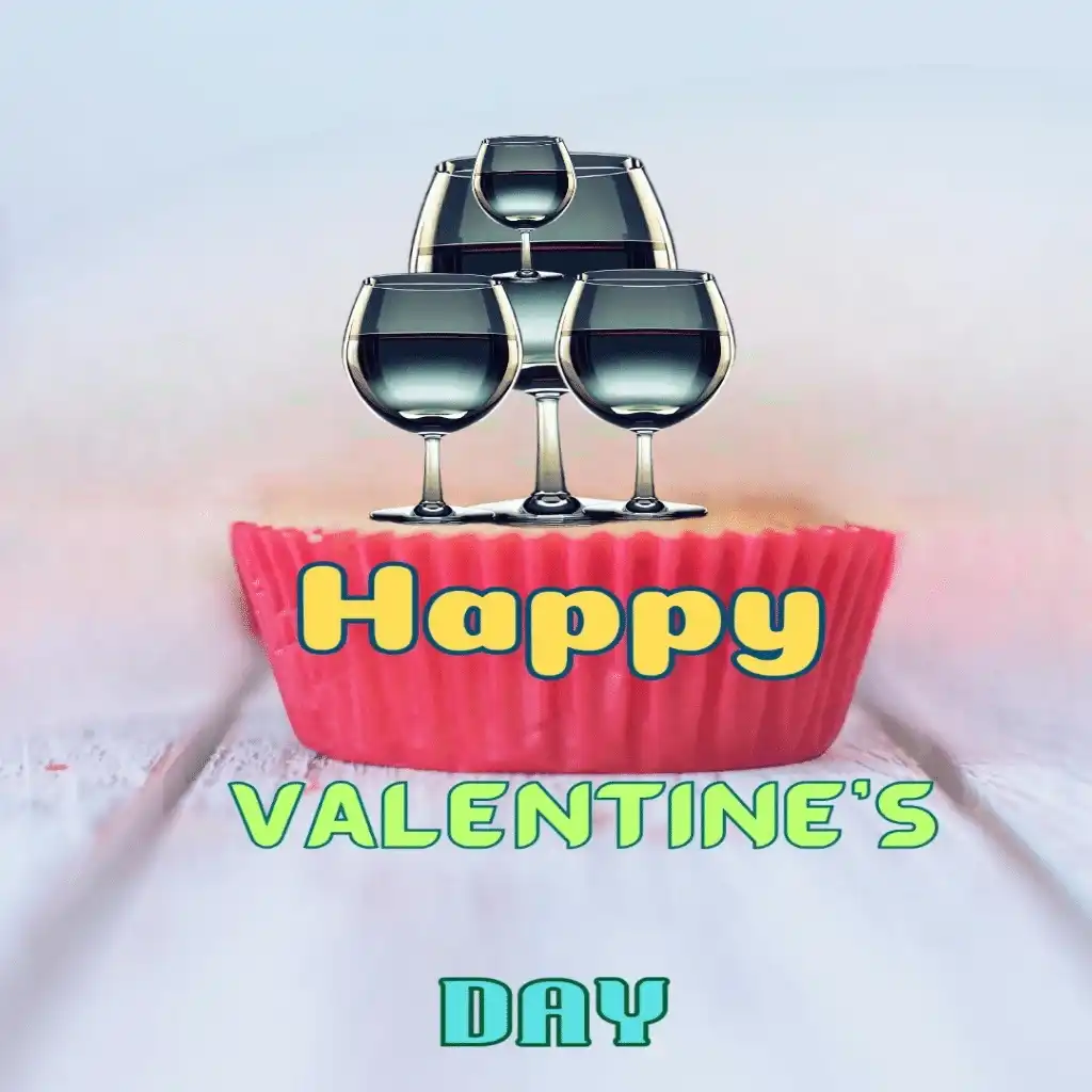 Happy valentine's day hd image with cake and glass