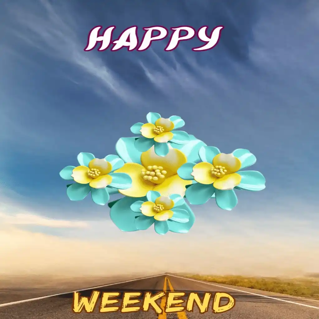 Happy weekend hd image with road and unique flowers 