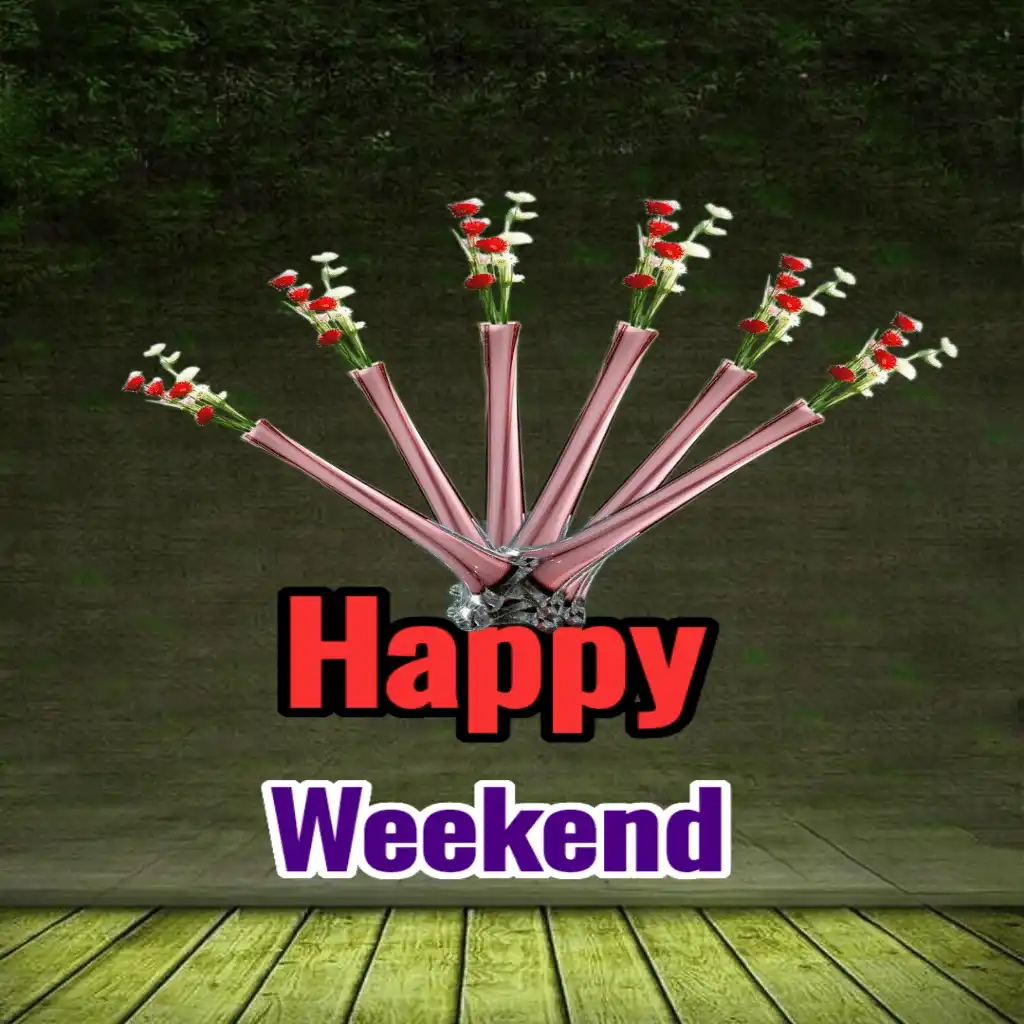 Happy weekend hd image with bouquet 