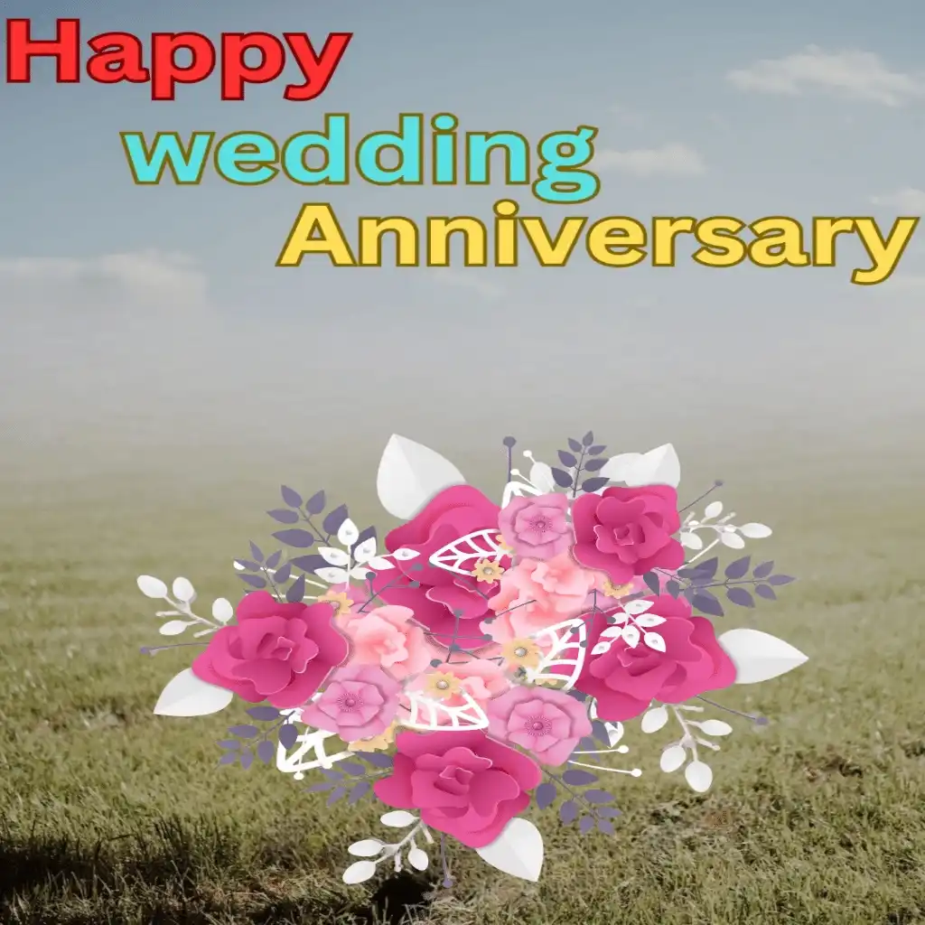 Good wedding anniversary hd image with flowers 