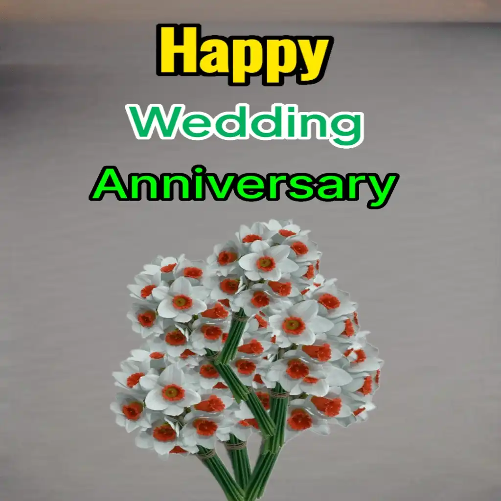 Good wedding anniversary hd image with bouquet 