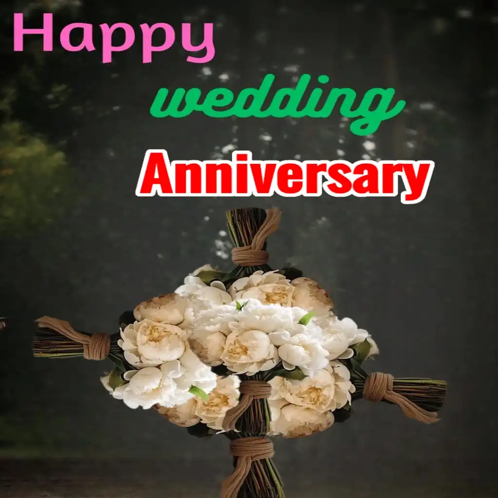 Good wedding anniversary hd image with white bouquet 