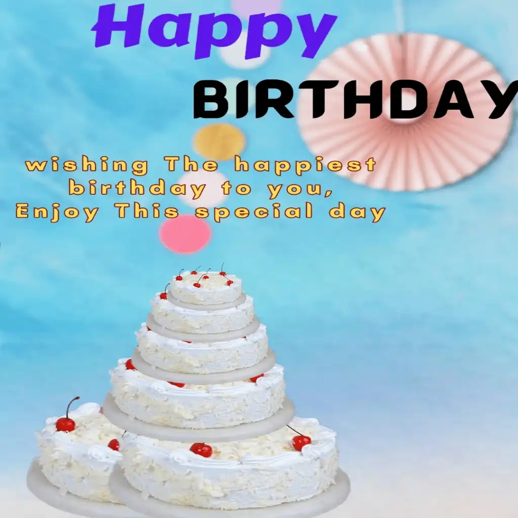 Happy birthday hd image with white stoberry cake 