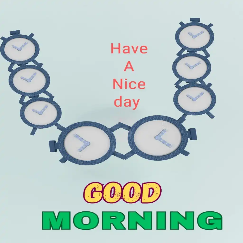 Good Morning image with clock design 